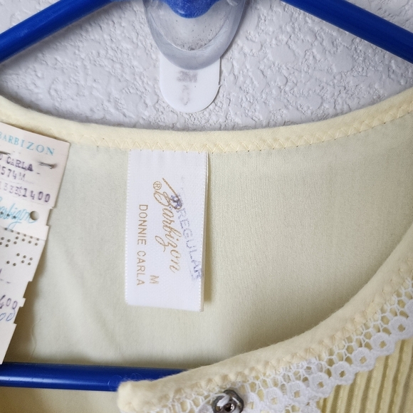 BARBIZON 70s Babydoll New Old Stock Canary Yellow maxi gown USA Dead Stock M - Picture 7 of 10